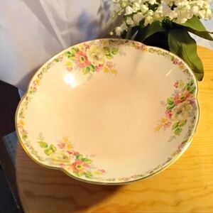 RARE FIND~Vintage Apple Blossom Pink/Gold Pedestal Bowl by Royal Winton